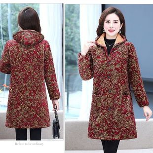 四川省服中老年加厚棉袄洋气妈妈新款 连帽棉衣外套保暖棉服 中长款