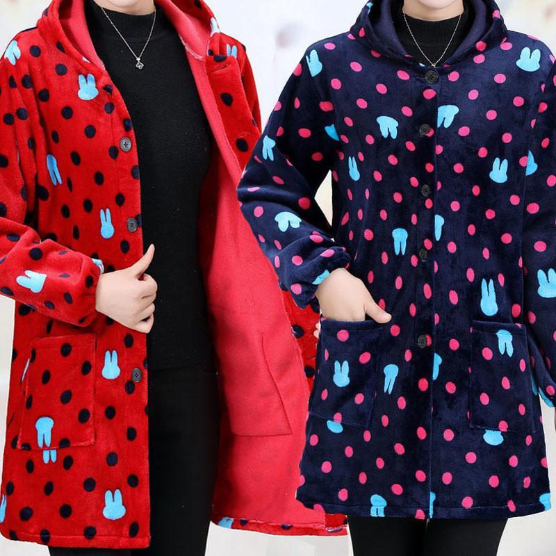 四川省服冬季法兰绒罩衣成人女长袖加绒加厚妈妈装时尚外套工作服