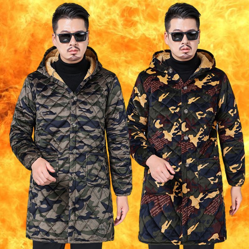 四川省服冬季男士棉袄特厚加绒罩衣中长款棉衣新款加绒外套加厚