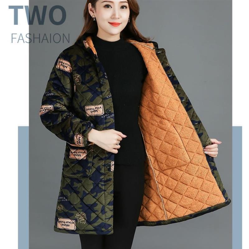 四川省服冬季加绒加厚加长大小码新款女士修身外套罩衣工作服棉服