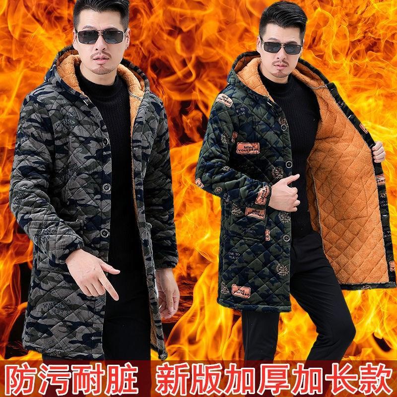 四川省服长款棉衣秋冬季外套男加绒加厚工作服大褂宽松罩衣中老年