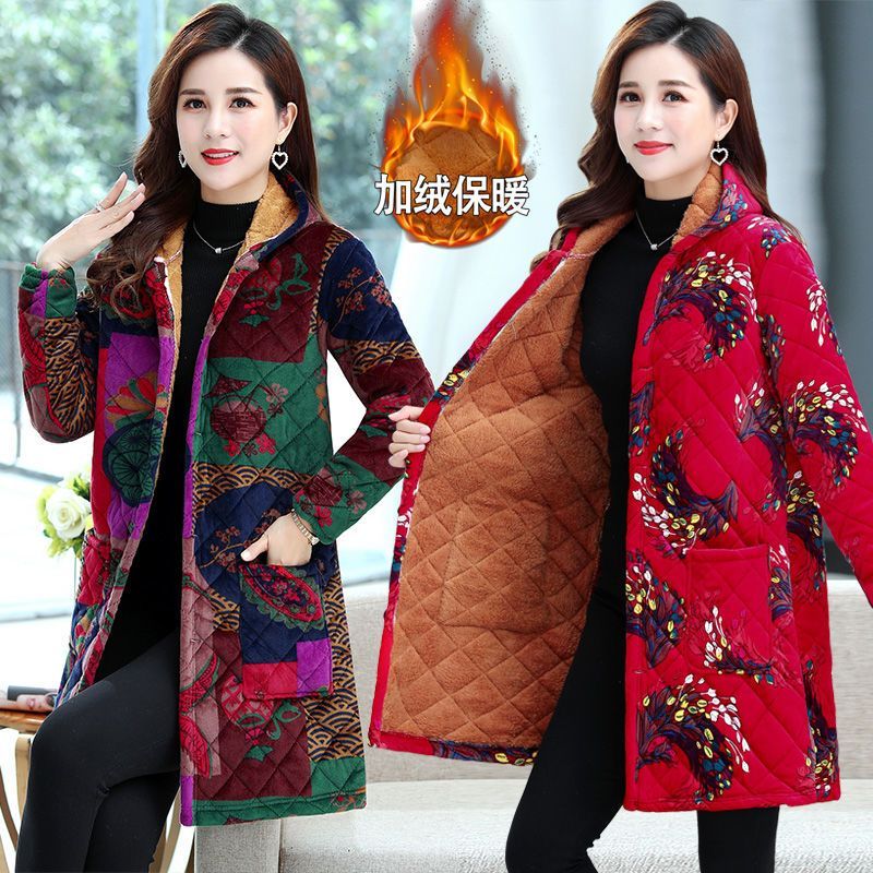 四川省服冬装新款老太太加绒加厚棉衣外套老年人妈妈连帽棉袄外穿