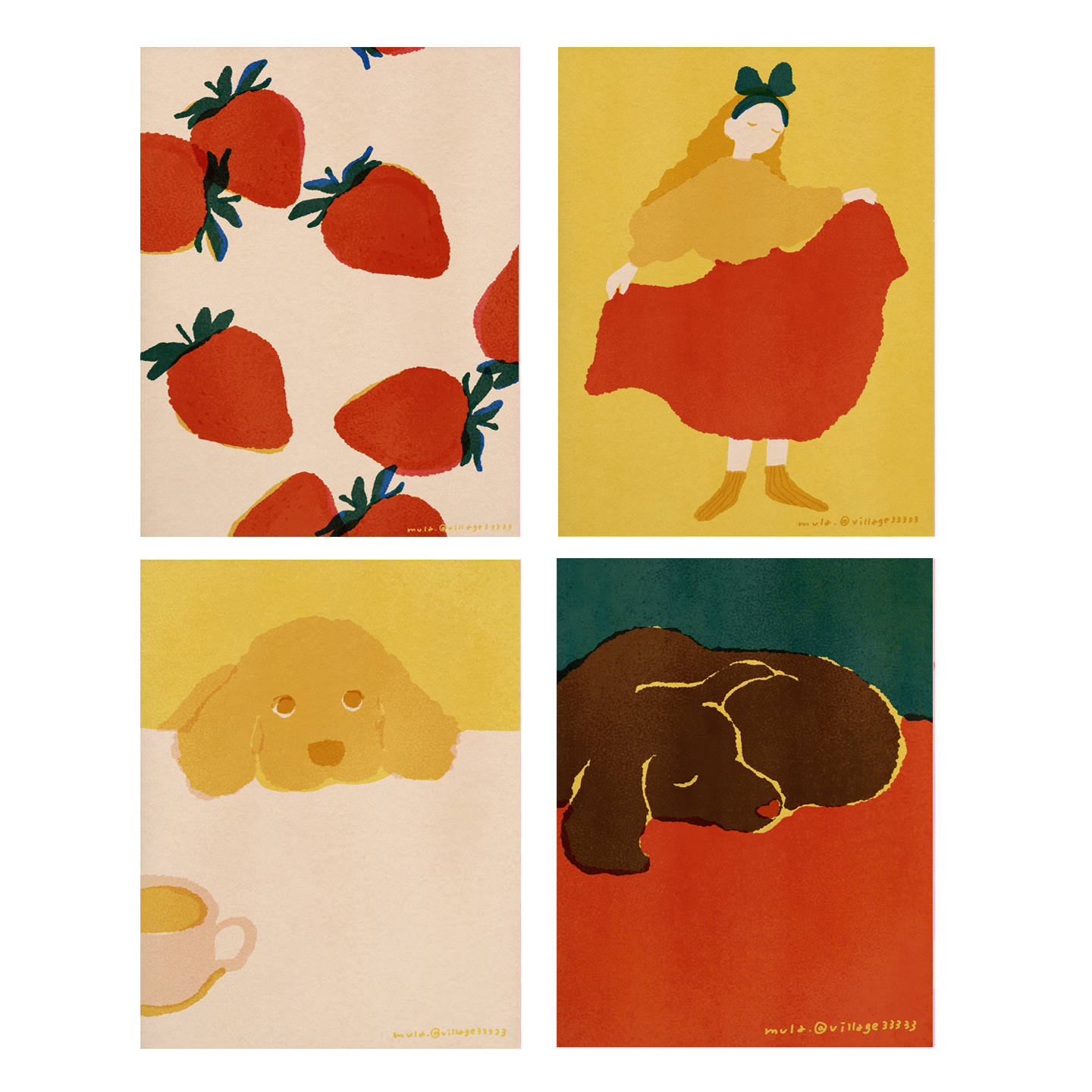 多巴胺呆萌小猫高清艺术海报法式奶油风儿童卡通装饰画画芯不含框