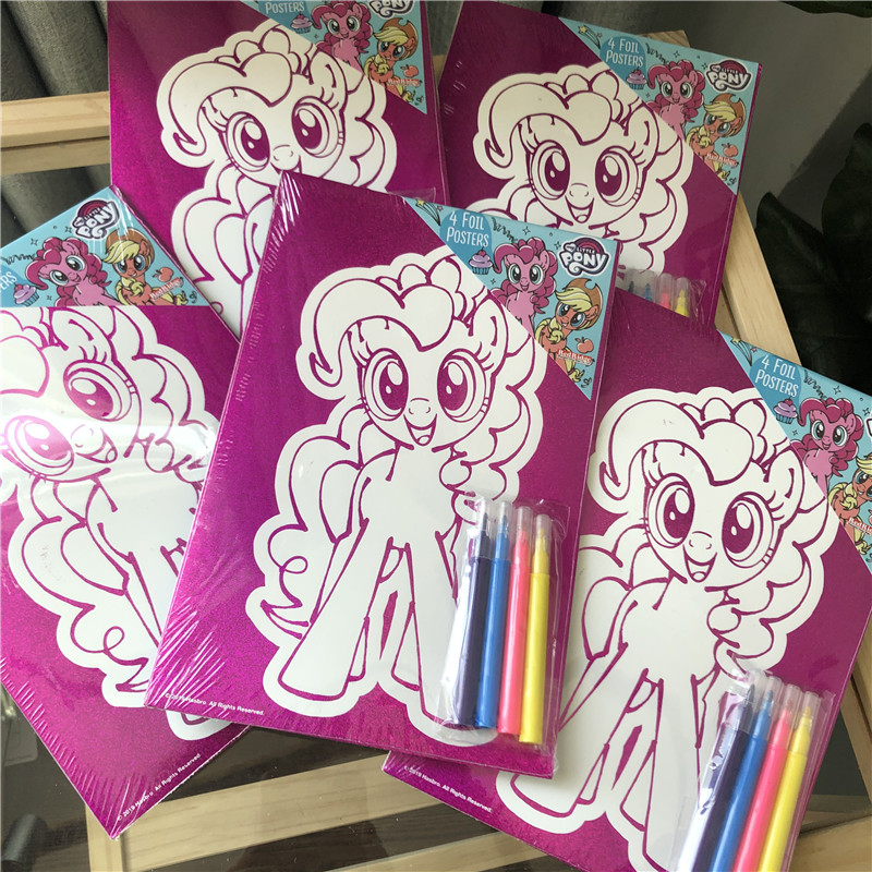 小马宝莉涂色画儿童填色涂色画幼儿园小学烫金涂鸦纸