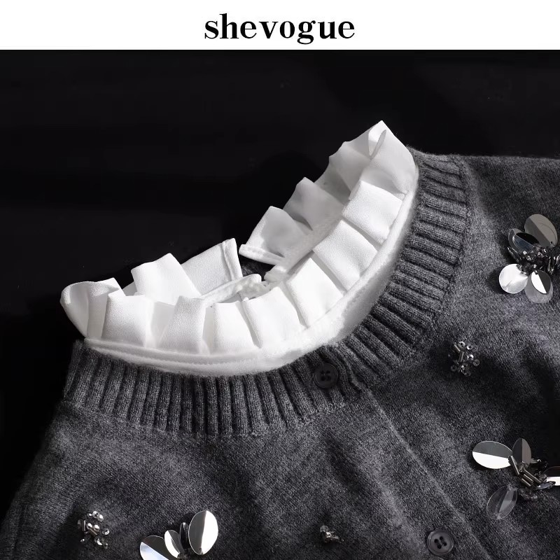 手工压折木耳边立领百搭假领子女可爱娃娃领白色荷叶花边半高领