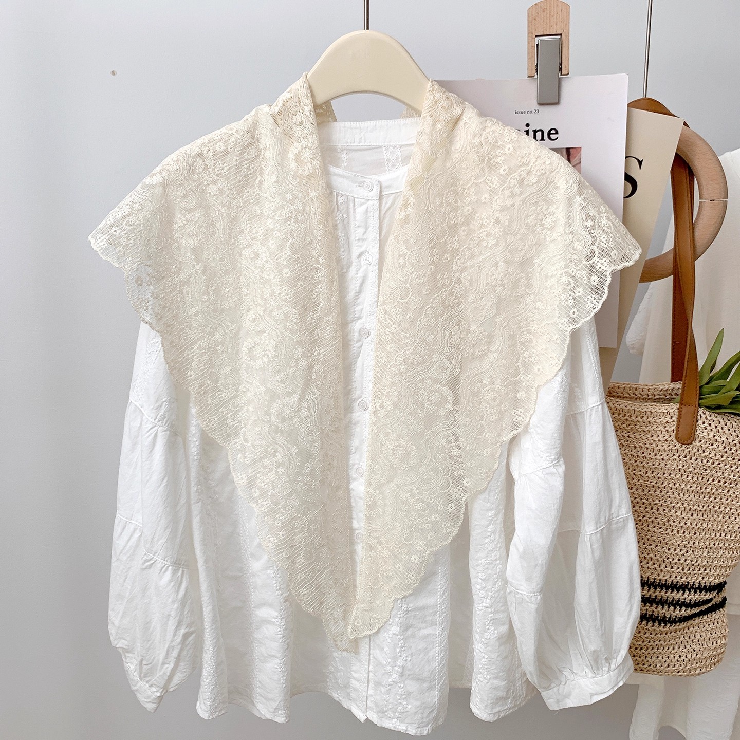 花边蕾丝头巾设计款提花披肩