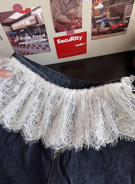 高级氛围感穿搭~蕾丝叠穿屁帘韩国系带小裙帘半裙芭蕾风腰封围裙