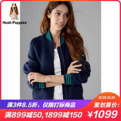 Hush Puppies暇步士2019秋新款女装卫衣外套女拉链开衫|HC-19505D