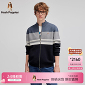 含绵羊毛 拼色针织开衫 暇步士春季 休闲立领时尚 男 保暖针织开衫