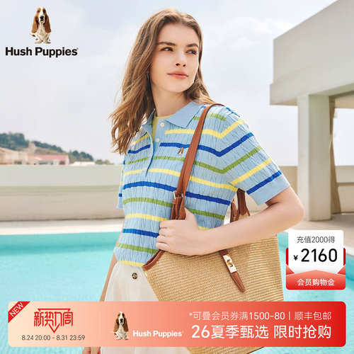 暇步士女装清新彩条POLO衫