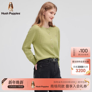 商场同款 气质休闲全羊毛绞花开衫 暇步士女装 新款 线衣 2025秋季