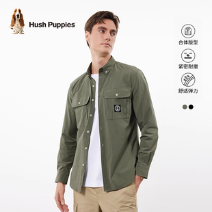 暇步士男装 弹力平整正肩上衣 型 长袖 衬衫 风春季 合体版 工装