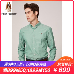 Hush Puppies暇步士男装2019新款秋季休闲纯棉长袖衬衫|PA-29523D