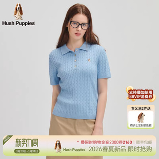 明星同款 经典 暇步士女士2026年春夏季 POLO衫 百搭 绞花针织短袖