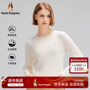 休闲保暖圆领打底衫 绞花毛衣秋季 暇步士修身 线衣女 优质长绒棉