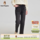 冬季 暇步士女装 挺括简约休闲加绒锥型牛仔裤 复古水洗