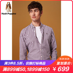 Hush Puppies暇步士2019秋男装长绒棉休闲长袖格子衬衫|PA-29527D