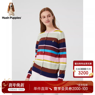 复古条纹撞色休闲显瘦针织开衫 Hush 美式 秋季 女 Puppies暇步士女装