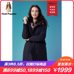 Hush Puppies暇步士女装2019冬新型保暖连帽中长款棉服|HJ-19708D