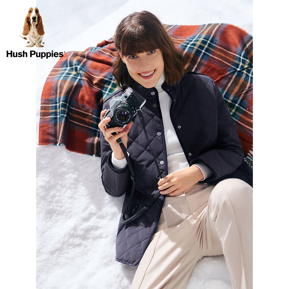Hush Puppies暇步士女装时尚简约立领棉衣轻暖棉服外套|HM-21722D