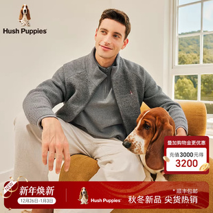 时尚 冬款 暇步士绵羊毛立领休闲毛呢外套男士 线织上衣 保暖厚实