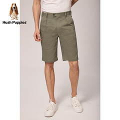 Hush Puppies暇步士男装2019新款亚麻弹力男士休闲短裤|PQ-29553D