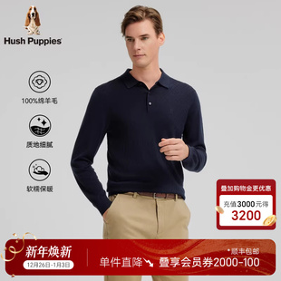 纹理感polo线衣冬季 暇步士男款 保暖商务休闲翻领针织衫 绵羊毛