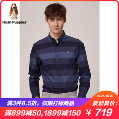 Hush Puppies暇步士男装2019秋新款长绒棉休闲长袖衬衫|PA-29502D