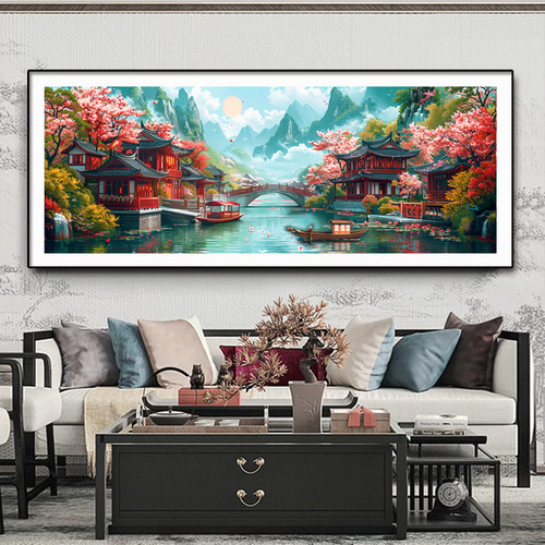 忆江南十字绣江南山水客厅风景