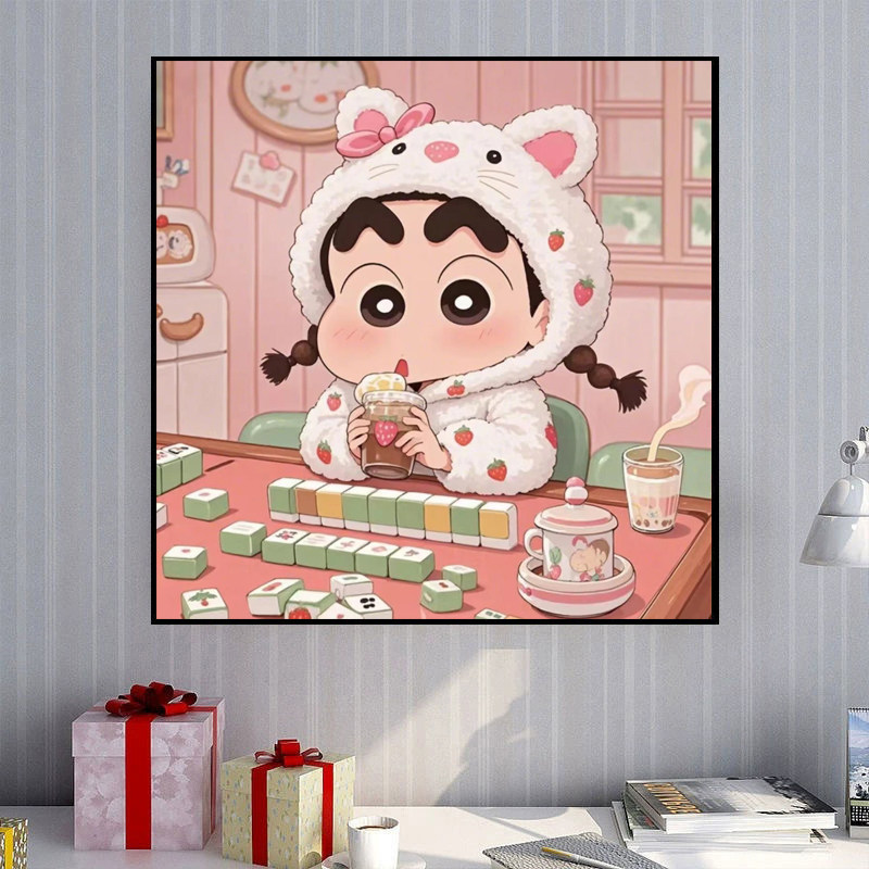 蜡笔小新十字绣2025新款线绣客厅发财财神小件卧室卡通简单儿童房,居家布艺,十字绣套件,淘宝优惠券,粉丝福利购,淘宝优惠卷