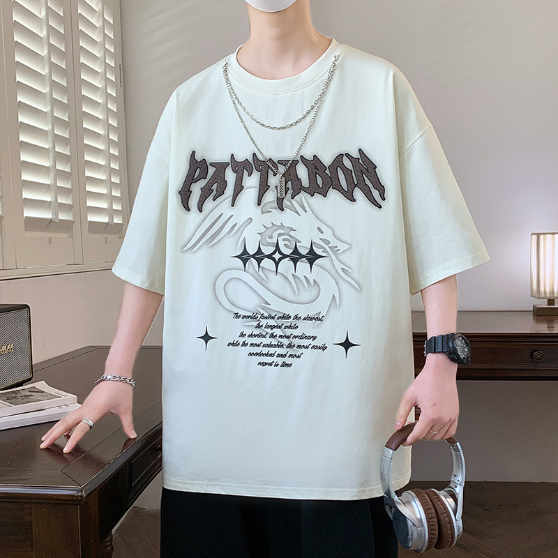 2025夏季初中生男生帅气学生潮流男装半袖男青少年短袖t恤男纯棉