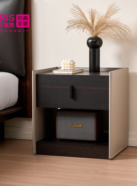 黑色复古卧室置物架现代简约卧室多层储物柜小床猫窝床头柜CTG11