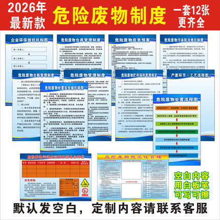 2026版危险废物管理制度标识牌危险废物仓库防治危险废物应急预案