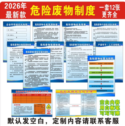 2026版危险废物管理制度标识牌12张
