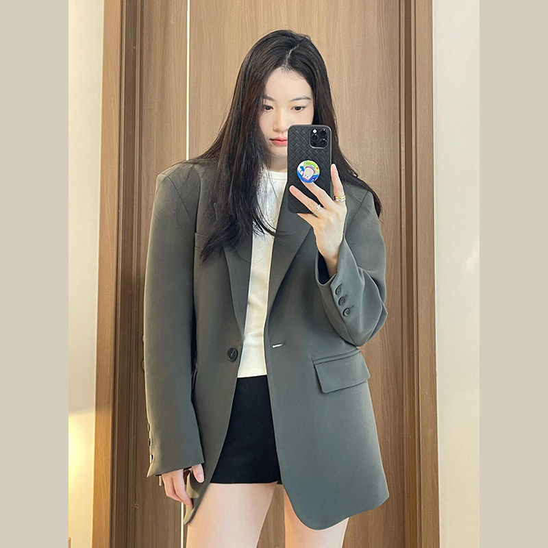 灰色小西装外套女小个子2025新款春秋季高级感休闲设计感小众西服