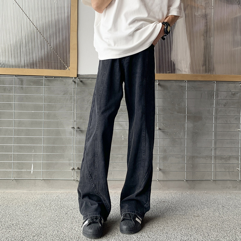 2025美式高街牛仔裤男水洗黑色百搭宽松微喇长裤G98931-P65,男装牛仔裤,星座814-1（原电商B253-1）