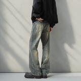 美式高街cleanfit微喇牛仔裤男水洗做旧cleanfit微喇裤G8075-P58，男装牛仔裤，星座814-1（原电商B253-1）