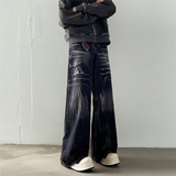 美式cleanfit水洗做旧闪电纹牛仔裤男女高街宽松阔腿裤G5095-P58，男装牛仔裤，星座814-1（原电商B253-1）