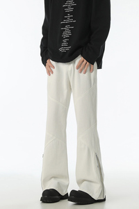 美式高街小众侧拉链牛仔裤男生cleanfit微喇叭长裤子G9117-P65图片