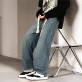 冬季vibe加绒加厚复古牛仔裤男女直筒裤宽松阔腿裤G99501-P50，男装牛仔裤，星座814-1（原电商B253-1）