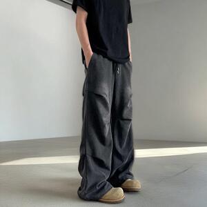 美式高街痞帅水洗褶皱运动休闲裤男女宽松直筒休闲长裤G5812-P68图片