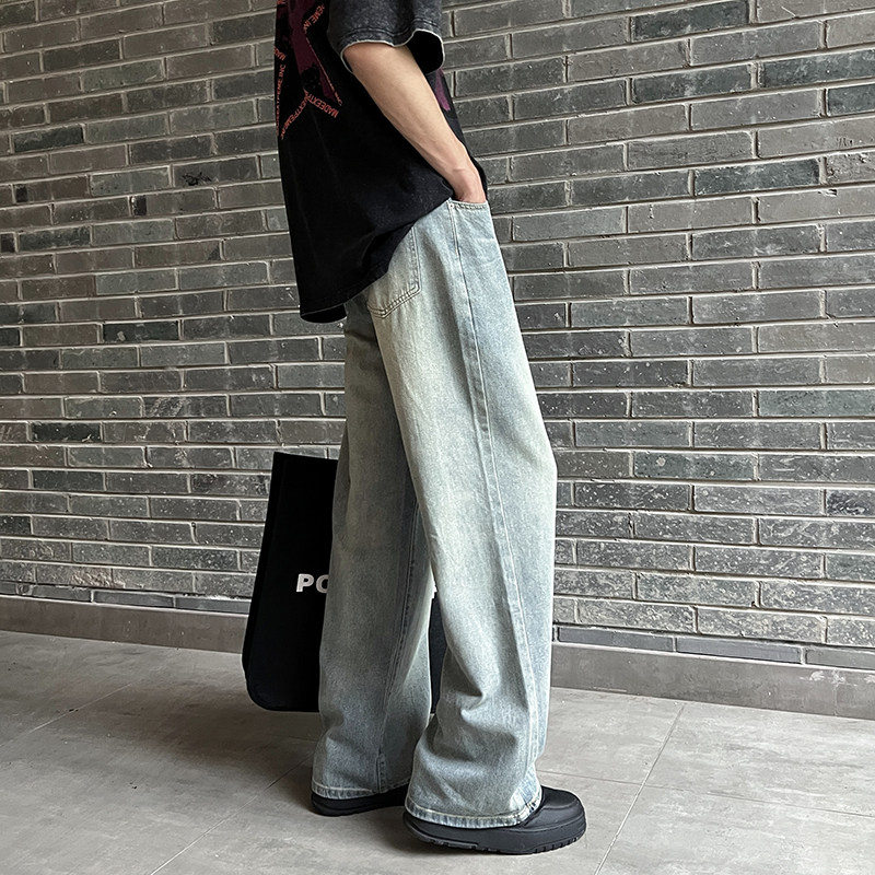 2025夏季薄款水洗复古宽松牛仔裤高街百搭痞帅直筒裤G9562-P58,男装牛仔裤,星座814-1（原电商B253-1）