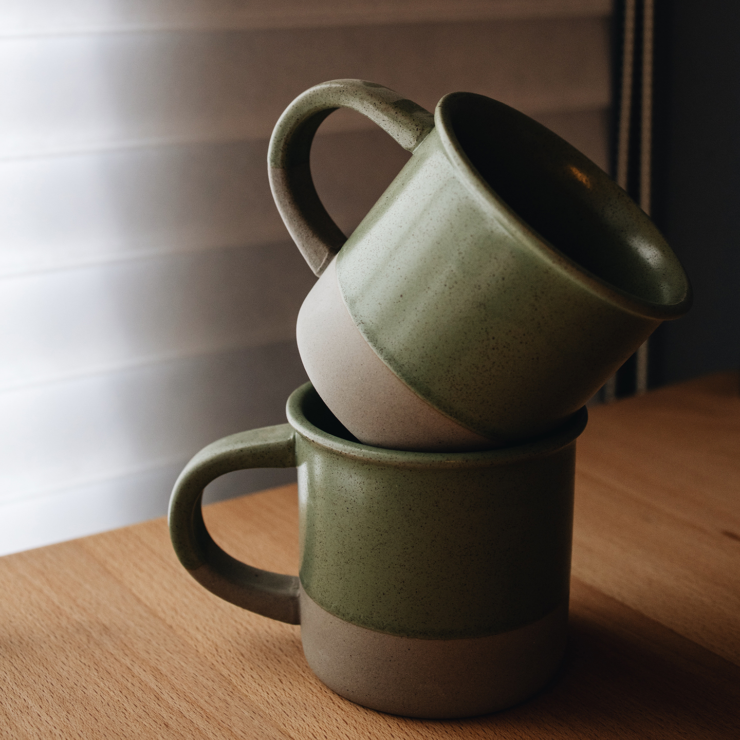 复古绿拿铁咖啡杯陶瓷马克杯水杯