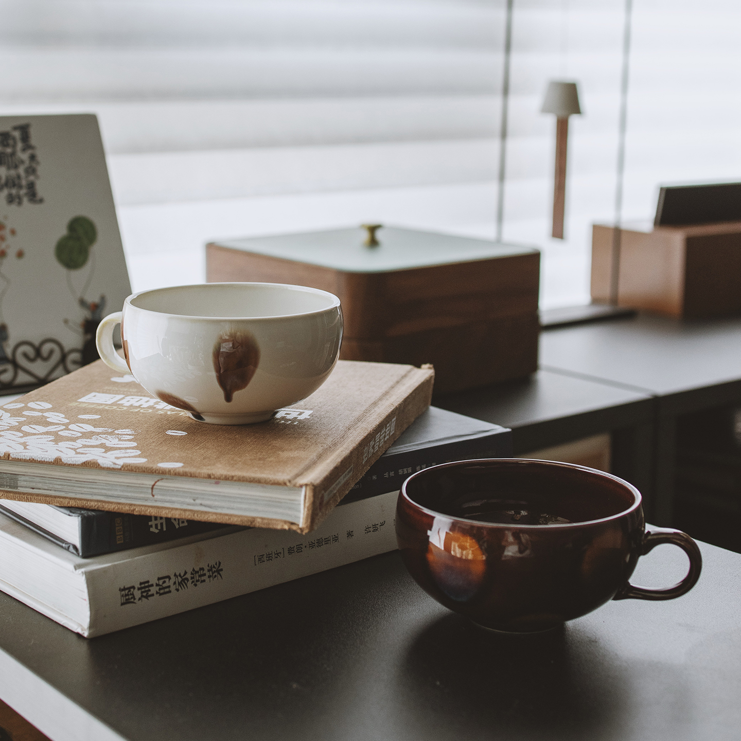 半宅复古情侣款大口咖啡杯拉花杯