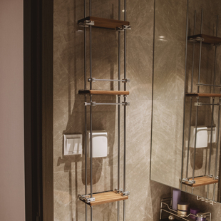 半宅浴室光轴置物架卫生间洗漱台面黑胡桃木收纳架diy配件材料包