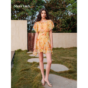 连衣裙 Soffio雪纺印花氛围感披肩短款 Sheer Luck