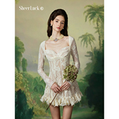 Luck Laura轻奢法式 浪漫蕾丝收腰长袖 Sheer 连衣裙春夏新款 公主裙