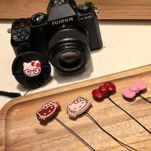 卡通可爱凯蒂镜头盖防丢绳通用适用于佳能r50索尼富士xt30尼康