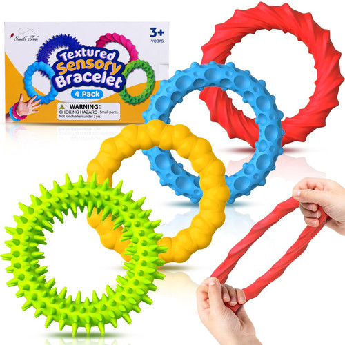 跨境儿童感官手链食品级硅胶感官棒可扭转纹理解压玩具Fidget Toy