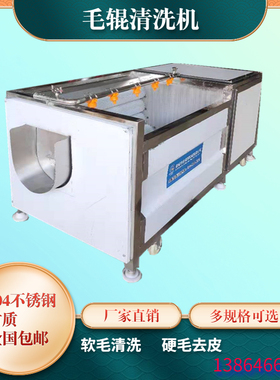 粽叶清洗机全自动毛辊荷叶芦苇叶清洗机菠萝叶双面清洗设备安诺其